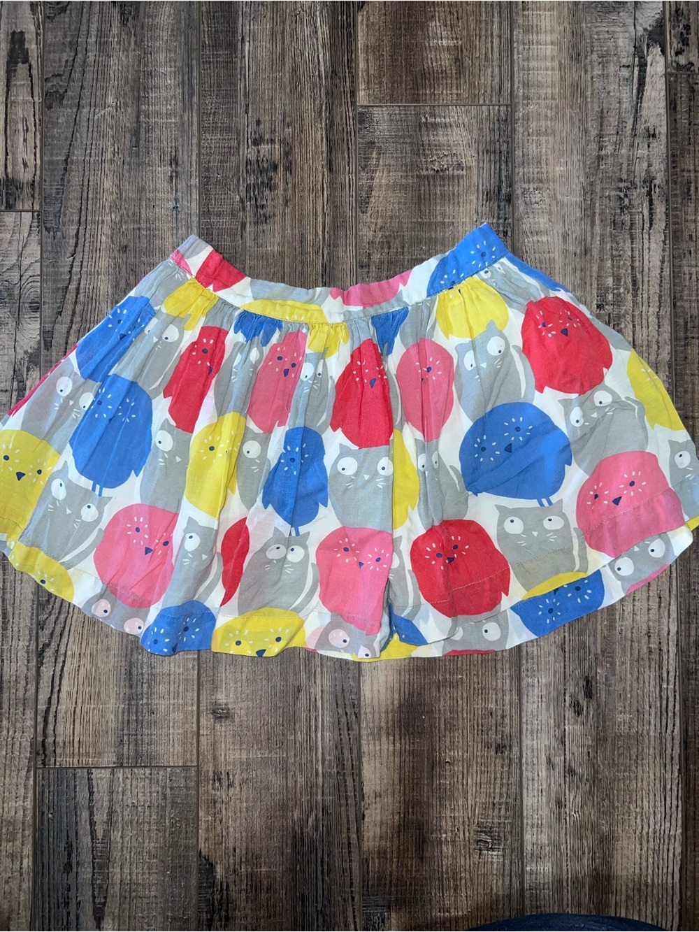 Mini Boden  Circle Skirt with Colorful Owl Print